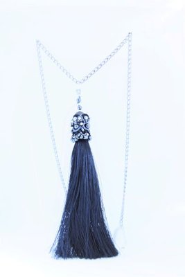 Кулон-кисть кружевной черный с жемчугом "1001 ночь" 1192 фото