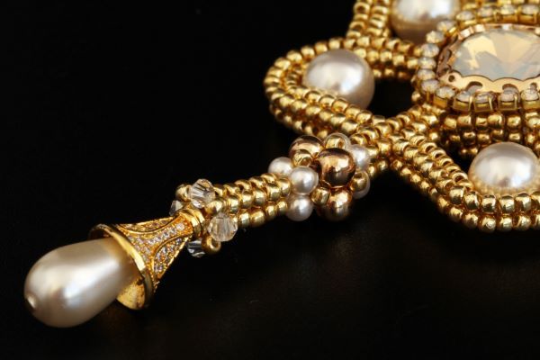 Кулон з кристалами та перлами "Дінара" 1487 фото