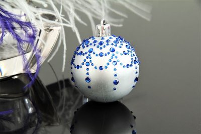 Елочный шарик со стразами "Синий стразик" 1505 фото