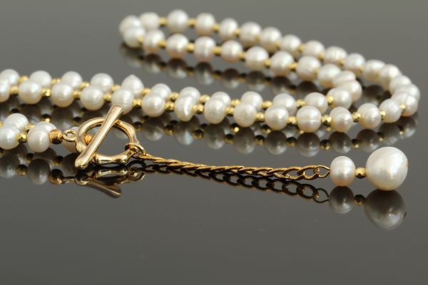 Багатошарове кольє-ланцюжок з перлами "Белінда" 1470 фото