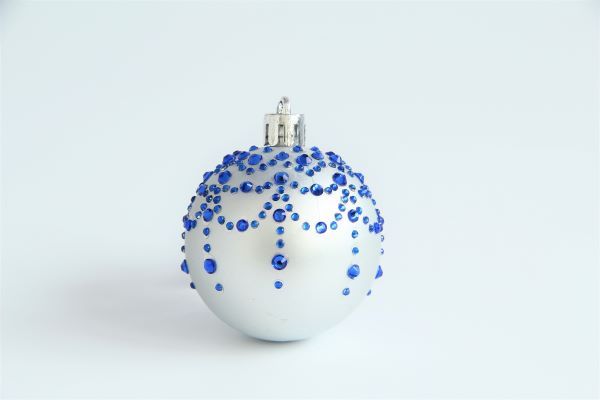 Елочный шарик со стразами "Синий стразик" 1505 фото