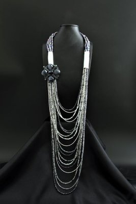 Ожерелье длинное из жемчуга и натуральных камней "Екатерина Плюс" 1459 фото