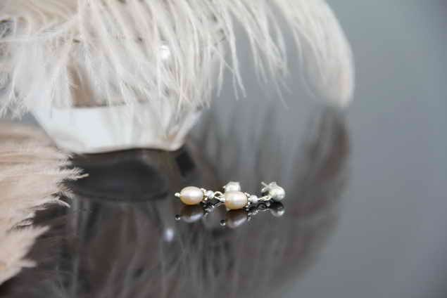 Сережки срібні з перлами "Димчаста троянда" 1352 фото