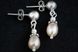 Сережки срібні з перлами "Димчаста троянда" 1352 фото 1