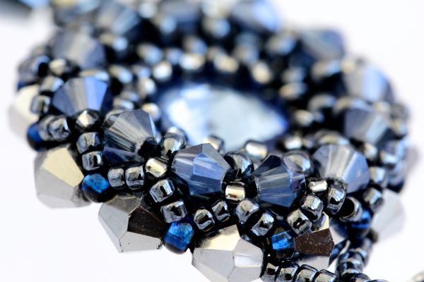 Кулон синій з китицею та кристалами "Герцогиня" 1194 фото
