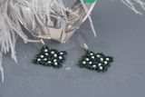 Мереживні сережки Конвалія з японським бісером. Tatting lace earrings with Japanese seed beads and pearls
