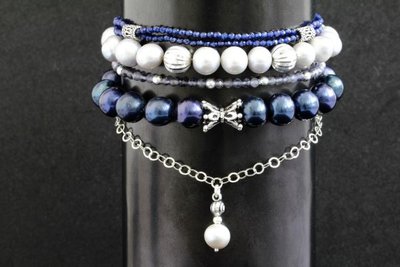 Комплект браслетів з натуральних каменів "Elegant Blue" 1155 фото