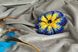 Брошка жовто-блакитна з кристалами "Квітка України BIG" Ручна робота 1555 фото 3