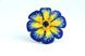 Брошка жовто-блакитна з кристалами "Квітка України BIG" Ручна робота 1555 фото 5