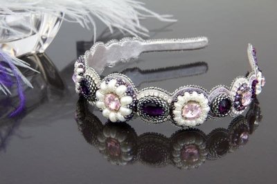 Діадема (обруч) на голову з кристалами та перлами "Crystal Rose" 1411 фото