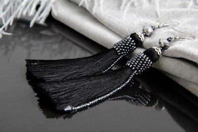 Серьги-кисти черные "Black" 1310 фото