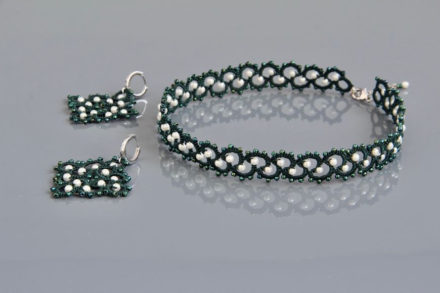 Lace Choker & Earrings Set Lily of the Valley