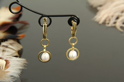 Сережки з позолотою та перлами "Жаклін" 1466 фото