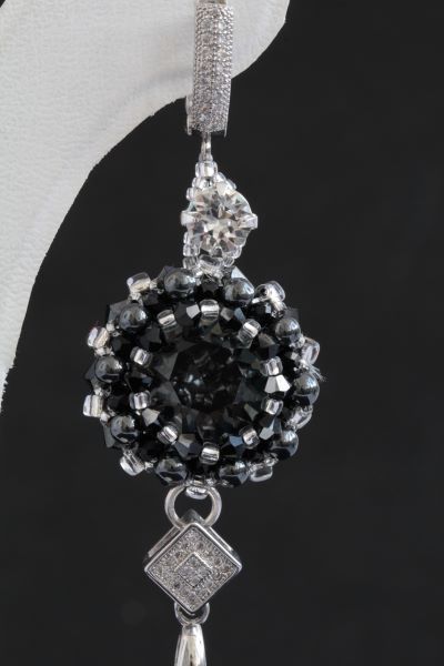 Серьги c черными кристаллами "Dark Crystal" 1396 фото