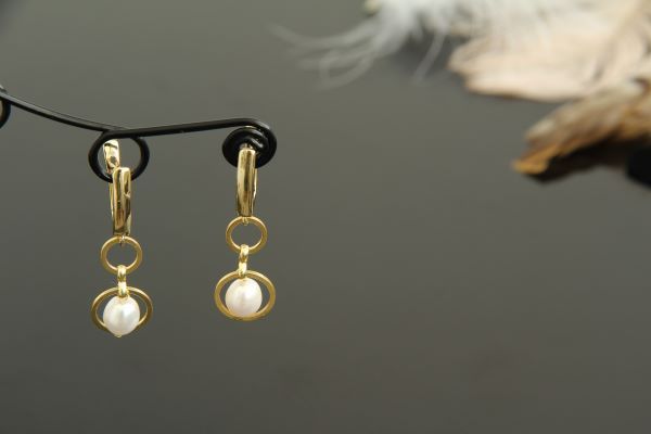 Сережки з позолотою та перлами "Жаклін" 1466 фото