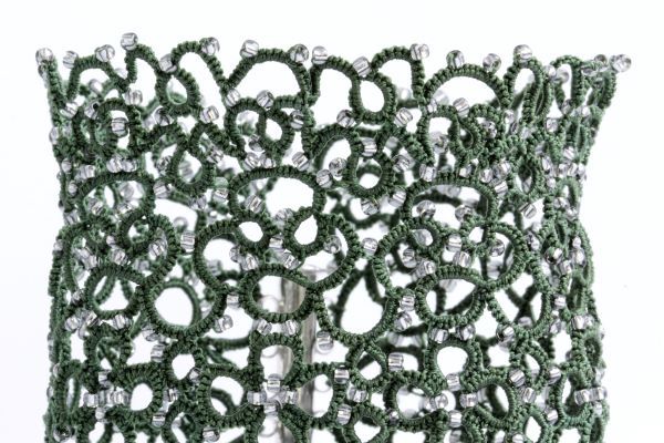 Браслет мереживний плетений широкий "Павутинка" 1036 фото