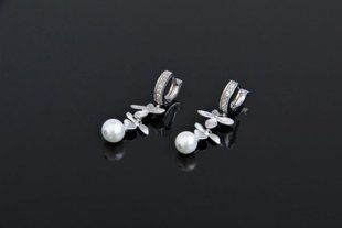 Сережки срібні з перлами "Персі Wedding" 1353 фото