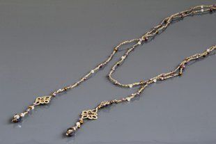 Ларіат Саміра з гранованими намистинами та гематитом. Samira lariat necklace with faceted beads and hematite