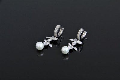 Сережки срібні з перлами "Персі Wedding" 1353 фото