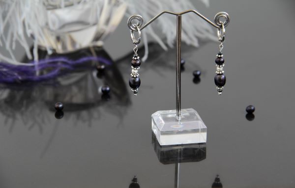 Сережки срібні з натуральними фіолетовими перлами "Violet Pearls" 1361 фото