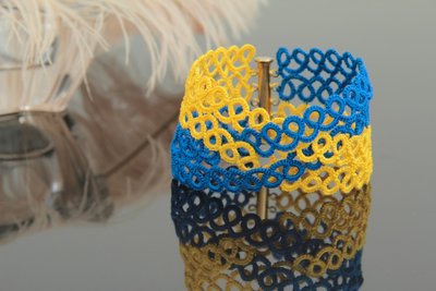 Браслет широкий плетений жовто-блакитний "Перемога" 1575 фото