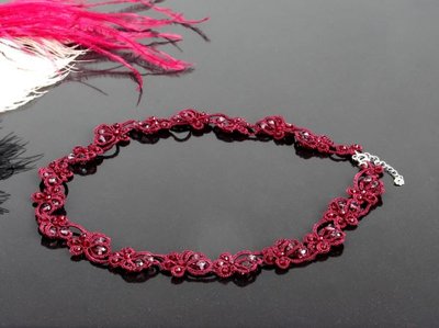 Кружевное красное ожерелье "Рубин" 1184 фото