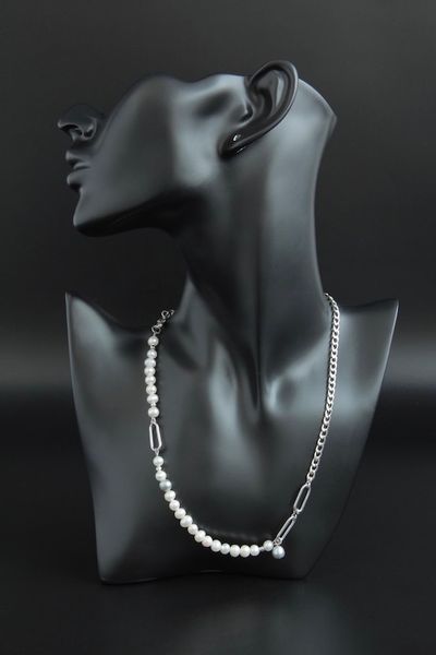 Кольє ланцюжок родований з натуральними перлами "Амелі" 2436167 фото