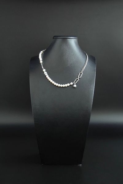 Кольє ланцюжок родований з натуральними перлами "Амелі" 2436167 фото
