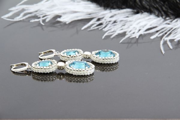 Сережки з кристалами "Морська Хвиля" 1277 фото