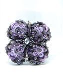 Purple lace brooch with pearls Vintage