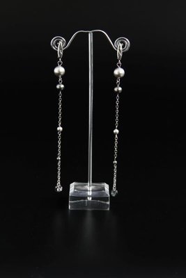 Довгі сережки-ланцюжки з перлами "Емілія" 1127 фото