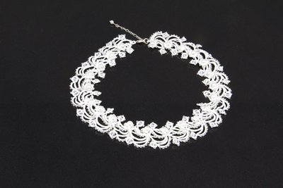 Мереживне біле намисто з перлами "Зимова казка" 1260 фото