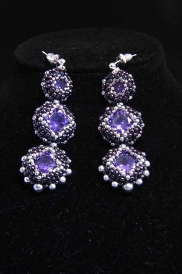 Сережки з кристалами "Violet" 1336 фото