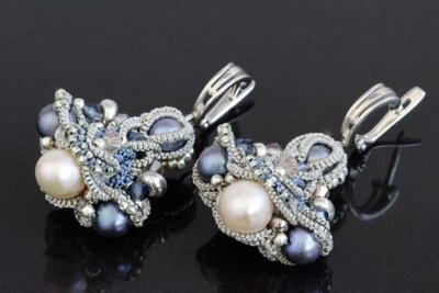 Сережки мереживні з перлами "Аніта" 1351 фото