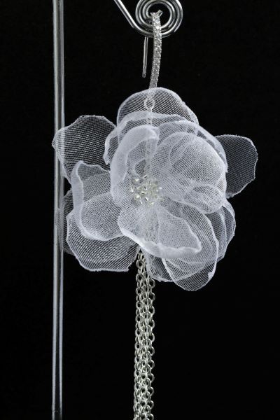 Серьги-цветы из органзы " Белый Гибискус" 1009 фото