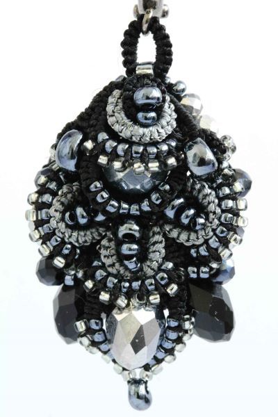 Сережки мереживні з перлами "Чорна лілія" 1359 фото
