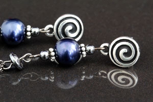 Сережки-ланцюжки з перлами "Олівія" 1294 фото