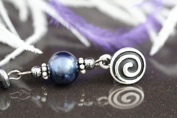Сережки-ланцюжки з перлами "Олівія" 1294 фото
